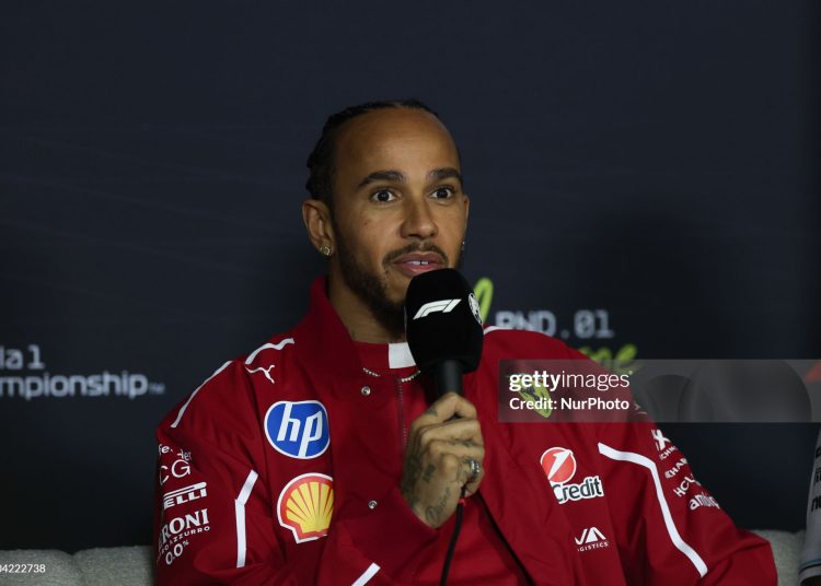 Lewis Hamilton of Great Britain and Scuderia Ferrari (Photo by JIN Cheng/Paddocker/NurPhoto via Getty Images)