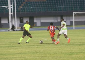Shot from Hearts of Oak-Dreams FC (white) game Photo Courtesy: @GhanaLeague on X