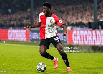 Ibrahim Osman of Feyenoord dribbles (Photo by Joris Verwijst/BSR Agency/Getty Images)