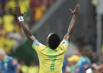 Vinius Jr celebrates after scoring goal against Colombia Photo Courtesy: AP