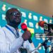 Newly elected President of Ghana Football Association (GFA) Kurt Okraku gives a speech after the GFA president's election at the Physicians and Surgeons Centre in Accra on October 25, 2019. - The position of GFA's president has been vacant since the corruption scandal that erupted on June 2018 where various members of the organisation were caught taking bribes on a special documentary by the investigative Ghanaian journalist, Anas Aremeyaw Anas. (Photo by CRISTINA ALDEHUELA / AFP) (Photo by CRISTINA ALDEHUELA/AFP via Getty Images)