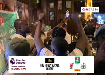 Celebration at the Honeysuckle Pub and Restaurant in Labone as Newcastle lifted the Carabao cup