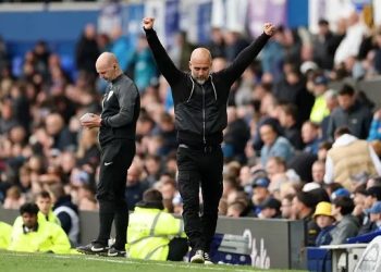 Pep Guardiola celebrates goal Photo Courtesy: Getty Images