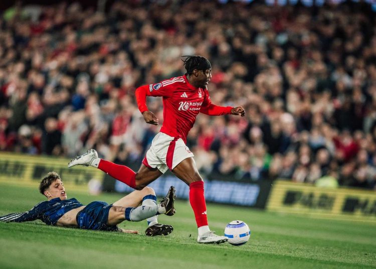 Anthony Elanga runs with ball Photo Courtesy: Nottingham Forest