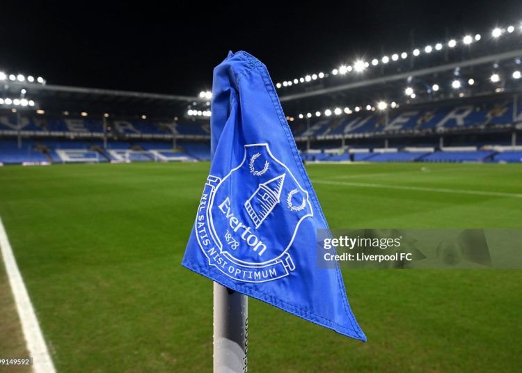 Everton badge on a corner flag (Photo by Liverpool FC/Liverpool FC via Getty Images)