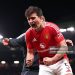 Harry Maguire celebrates after scoring a goal to make it 5-4  during the UEFA Europa League 2024/25 Quarter Final Second Leg match  (Photo by Robbie Jay Barratt - AMA/Getty Images)
