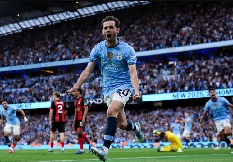 Bernardo Silva celebrates goal against Bournemouth Photo Courtesy: PA Media