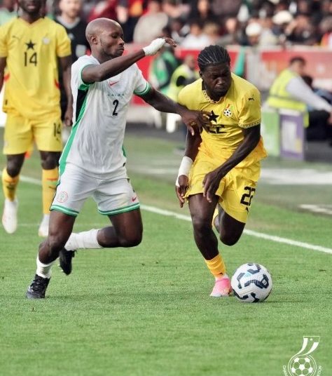 Christopher Baah Bonsu (22) in action against Nigeria Photo Courtesy: GFA