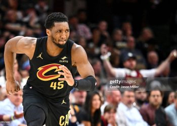 Donovan Mitchell #45 of the Cleveland Cavaliers reacts against the Indiana Pacers Photo Courtesy: Getty Images
