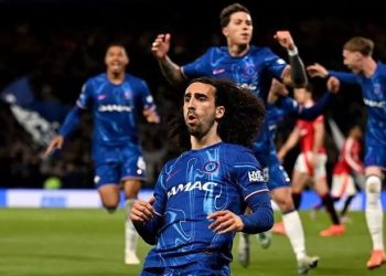 Marc Cucurella celebrates after scoring goal against Man United Photo Courtesy: Getty Images