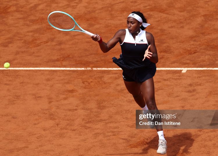 Coco Gauff of United States plays a forehand (Photo by Dan Istitene/Getty Images)