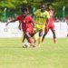 Baba Yahaya of Kotoko (with ball) in action against Gold Stars Photo Courtesy: AKSC