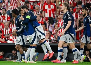 Man United players celebrate win over Athletic Bilbao Photo Courtesy: Getty Images