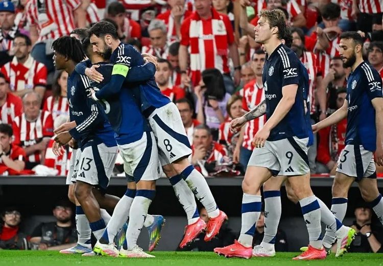 Man United players celebrate win over Athletic Bilbao Photo Courtesy: Getty Images