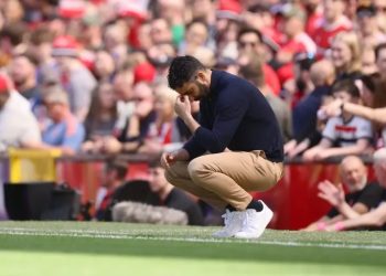 Man United head coach  Ruben Amorim reacts to loss to West Ham Photo Courtesy: EPA