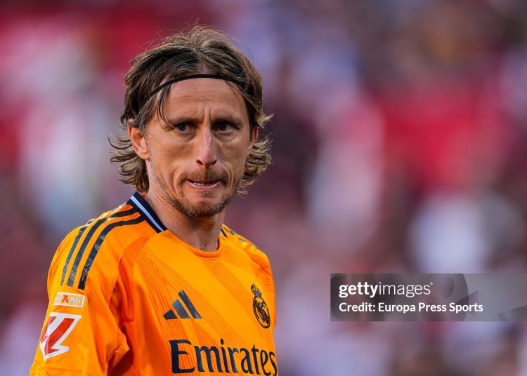Luka Modric of Real Madrid in action (Photo By Joaquin Corchero/Europa Press via Getty Images)