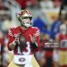 Brock Purdy #13 of the San Francisco 49ers passes the ball  (Photo by Ezra Shaw/Getty Images)