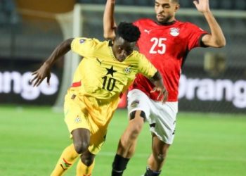 Aziz Issah (10) in action against Egypt