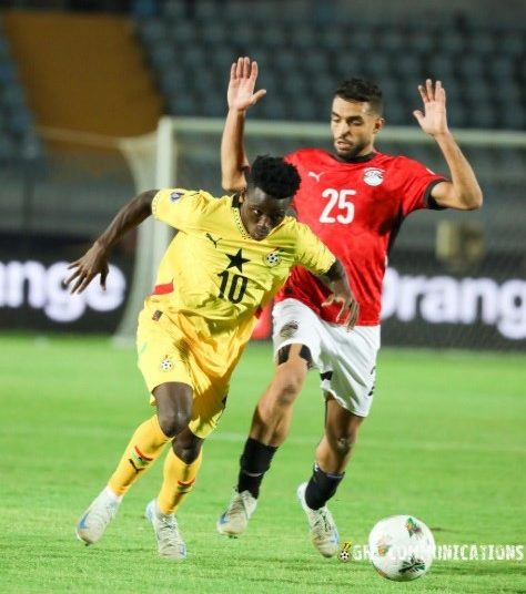 Aziz Issah (10) in action against Egypt