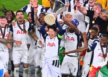 Tottenham Hotspurs celebrate winning Europa League Photo Courtesy: AP