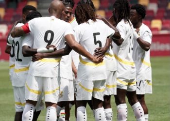 Shot from Black Stars huddle in game against Trinidad and Tobago Photo Courtesy: GFA