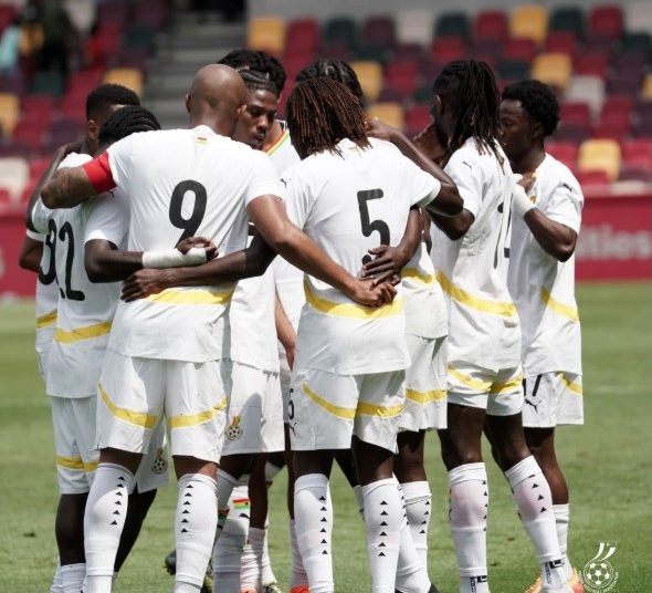 Shot from Black Stars huddle Photo Courtesy: GFA