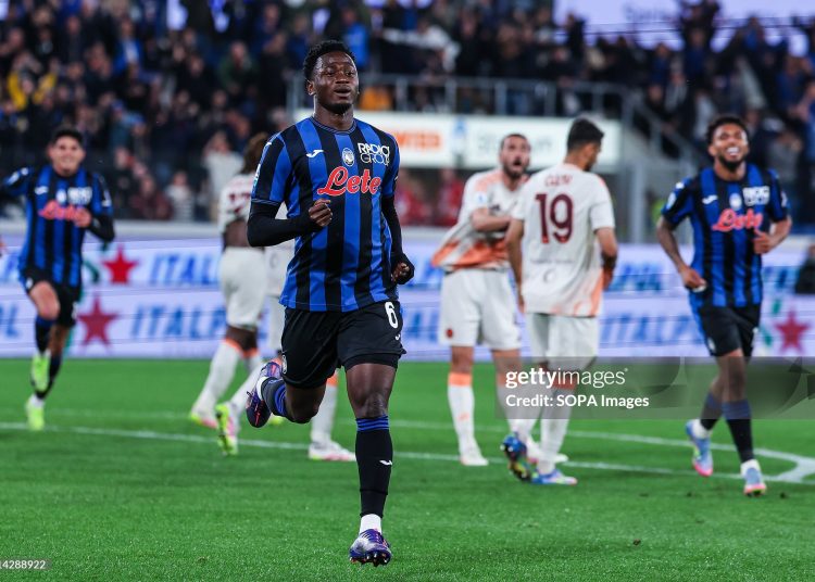 Ibrahim Sulemana of Atalanta BC celebrates after scoring a goal (Photo by Fabrizio Carabelli/SOPA Images/LightRocket via Getty Images)