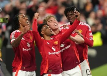 Man United players celebrate win over Athletic Bilbao Photo Courtesy: PA Media
