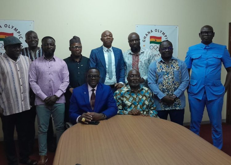 Ben Nunoo Mensah with Richard Akpocavie with some heads of sports federations