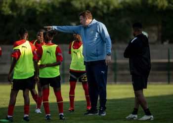 Kim Lars Byokegren training with the Black Queens Photo Courtesy: GFA