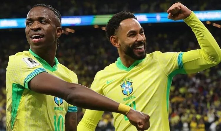 Vinicius Jr (10) celebrates with Matheus Cunha after scoring goal Photo Courtesy: Getty Images