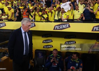Carlo Ancelotti, Head Coach of Brazil looks on (Photo by Franklin Jacome/Getty Images)
