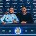 Rayan Cherki (left) poses for photo after joining Man City Photo Courtesy: Man City