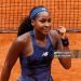 Coco Gauff of the United States celebrates her victory over Ekaterina Alexandrova of Russia in the fourth round of the women's singles at Roland Garros (Photo by Frey/TPN/Getty Images)