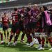 Players of CR Flamengo celebrate Wallace Yan #64 scoring the team's third goal  during the FIFA Club World Cup 2025 (Photo by David Ramos/Getty Images)