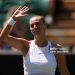 Petra Kvitova of Czech Republic celebrates winning match point against Aliaksandra Sasnovich in the Women's Singles second round match during day five of The Championships Wimbledon 2023 (Photo by Julian Finney/Getty Images)