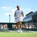 Ons Jabeur of Tunisia reacts against Viktoriya Tomova of Bulgaria during the Ladies' Singles first round match on day one of The Championships Wimbledon 2025 (Photo by Hannah Peters/Getty Images)