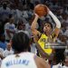 Tyrese Haliburton #0 of the Indiana Pacers scores a basket with .3 seconds remaining during the fourth quarter against the Oklahoma City Thunder (Photo by Matthew Stockman/Getty Images)
