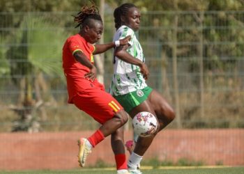 Shot from Black Queens (red) friendly game against Nigeria  Photo Courtesy: GFA