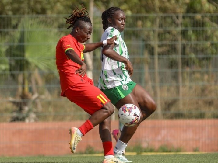 Shot from Black Queens (red) friendly game against Nigeria  Photo Courtesy: GFA