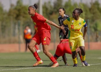 Boye-Hlorkah (in red) in action for Ghana against Benin Photo Courtesy: GFA