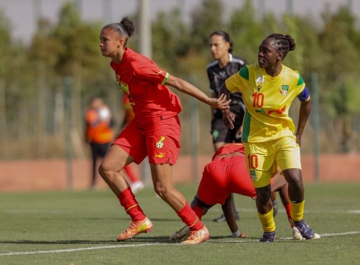 Boye-Hlorkah (in red) in action for Ghana against Benin Photo Courtesy: GFA