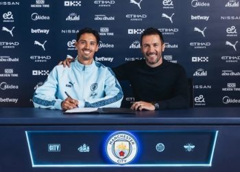 Tijjani Reijnders (left) with Man City Director of Football Hugo Viana  Photo Courtesy: Man City