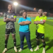 FIFA Agent Pamela Ansah-Asamoah (middle) with Rudolf Mensah (left)