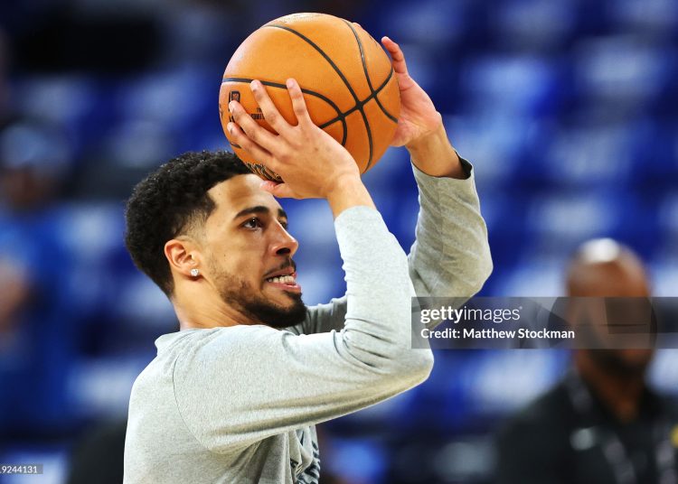 Tyrese Haliburton #0 of the Indiana Pacers warms up prior to Game Two of the 2025 NBA Finals against the Oklahoma City Thunder at Paycom Center (Photo by Matthew Stockman/Getty Images)