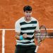 Carlos Alcaraz celebrates winning. (Photo by Antonio Borga/Eurasia Sport Images/Getty Images)
