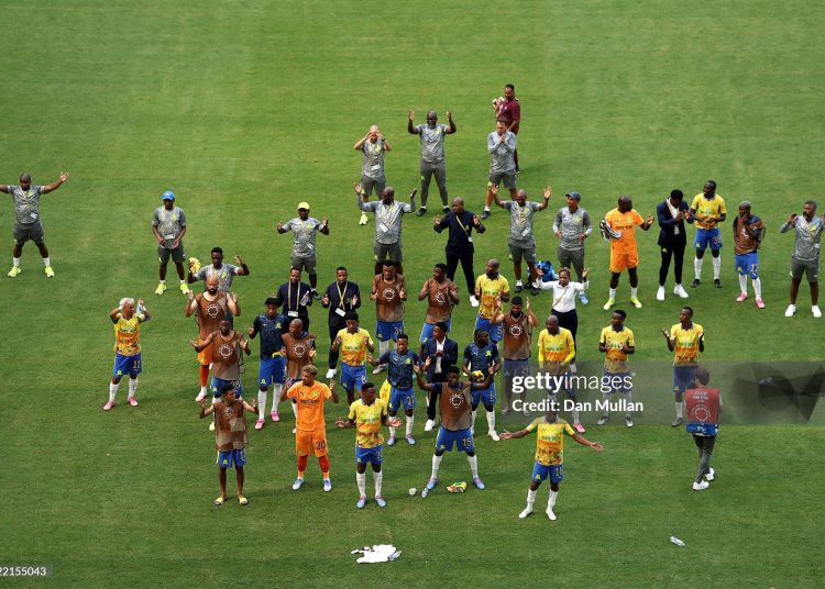 Mamelodi Sundowns FC acknowledge their fans following the FIFA Club World Cup 2025 group F match between Mamelodi Sundowns FC and Fluminense FC (Photo by Dan Mullan/Getty Images)
