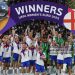 England team celebrating the victory during the UEFA Women's EUROS 2025 (Photo by Joan Cros - Corbis/Getty Images)