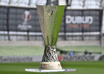 The UEFA Europa League Trophy (Photo by Charles McQuillan - UEFA/UEFA via Getty Images)