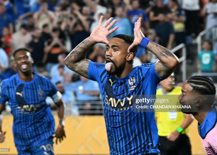 Al Hilal's Brazilian forward #77 Malcom celebrates after scoring his team's second goal during the FIFA Club World Cup 2025 (Photo by CHANDAN KHANNA/AFP via Getty Images)